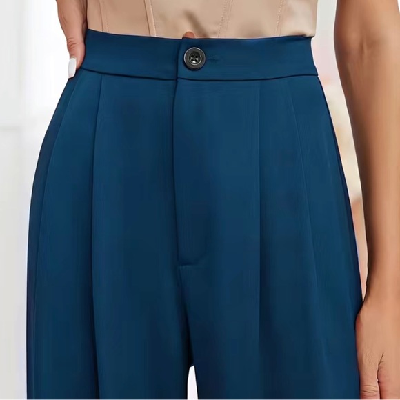 NEW Sea Blue High Waist Wide Leg Pants - Picture 4 of 5
